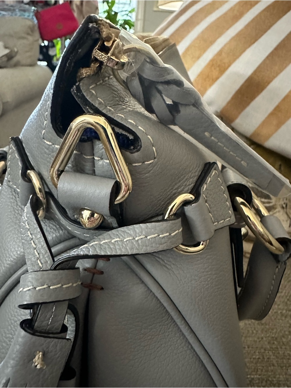 Dooney & Bourke Satchel 30 Grey Sorrento Leather With Pocket NWT $508 MSRP - Picture 14 of 16